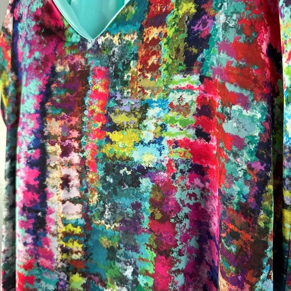 Nicole Miller NY LG Spaghetti Strap Racerback Watercolor Maxi Slip Dress - Picture 3 of 11